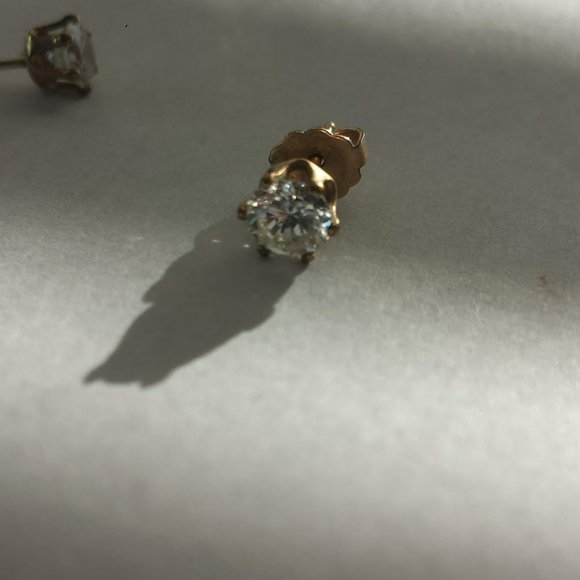 2 Carat CZ 14K Gold Stud Earrings - Picture 5 of 15